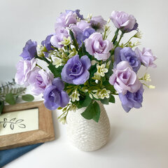 №2 Розы искусственные, цвет фиолетовый микс, букет 5 веток, 25 см, набор 2 букета.