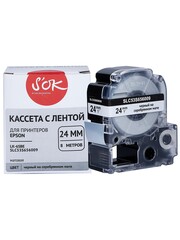 Кассета с лентой S'OK by Sakura Printing C53S656009 (LK-6SBE) для Epson  LW700, LW600P, LW1000P, Z700, Z800, черный на серебрянном мате, 24мм, 8м, матовая