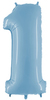 Воздушный шар (40''/102 см) Цифра, 1, Голубой, 1 шт.