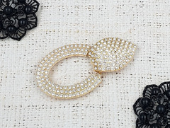 Застежки шубные со стразами, р. 8,5х4 см, золото