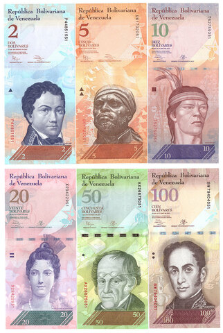Набор из 6 банкнот Венесуэлы 2012-2015