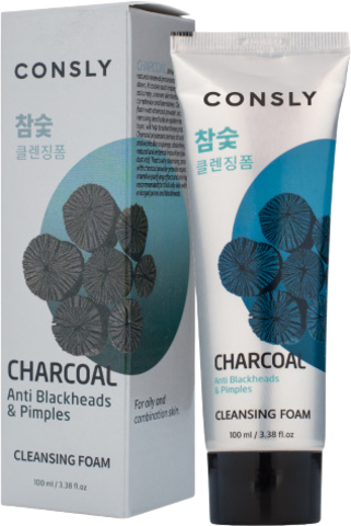 Consly Charcoal Anti Blackheads Creamy Cleansing Foam Пенка для умывания кремовая c древесным углем против черных точек