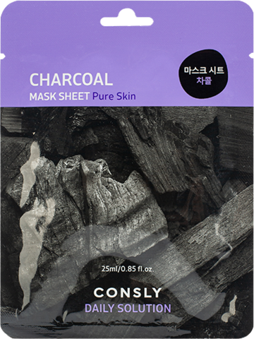 Consly Маска тканевая для лица с древесным углём, Charcoal