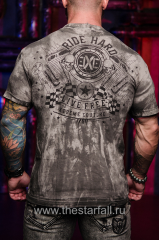 Xtreme Couture | Футболка мужская OIL SLICK X1776 от Affliction спина на модели