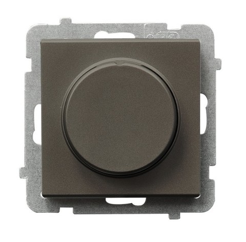 Светорегулятор поворотно-нажимной для нагрузки лампами накаливания, галогенными и LED. Цвет Шоколадный металлик. Ospel. Sonata. LP-8RL2/m/40