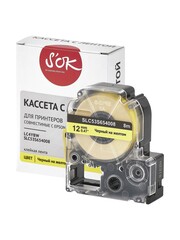 Кассета с лентой S'OK by Sakura Printing C53S654008 для Epson , черный на желтом, 12мм, 8м