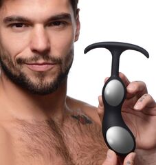 Черный массажер простаты с утяжелителями Premium Silicone Weighted Prostate Plug Large - 18,8 см. - 