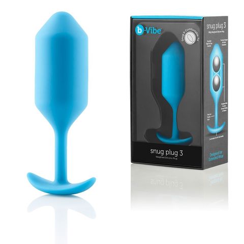 Голубая пробка для ношения B-vibe Snug Plug 3 - 12,7 см. - b-Vibe BV-009-TL