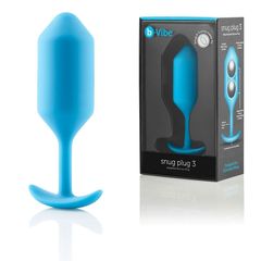 Голубая пробка для ношения B-vibe Snug Plug 3 - 12,7 см. - 