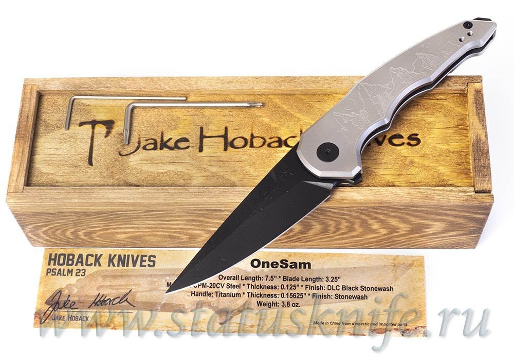 Нож Hoback OneSam Ti CPM-20CV DLC Black Camping Graphic