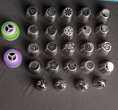 Набор кондитерский, 27 предметов в кейсе: 24 насадки d=3,7 см, 2 адаптера, мешок 30×15 см, насадки МИКС