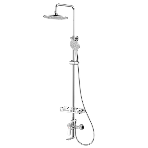 Lemark LM11462C Смеситель Lemark Verba для ванны и душа с регулируемой высотой штанги и верхней душевой лейкой "Тропический дождь" (LM11462C)