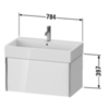 Duravit XViu Тумба подвесная 397x784x454мм, для раковины #235080, 1 ящик, цвет: walnut dark/черный матовый XV42360B221