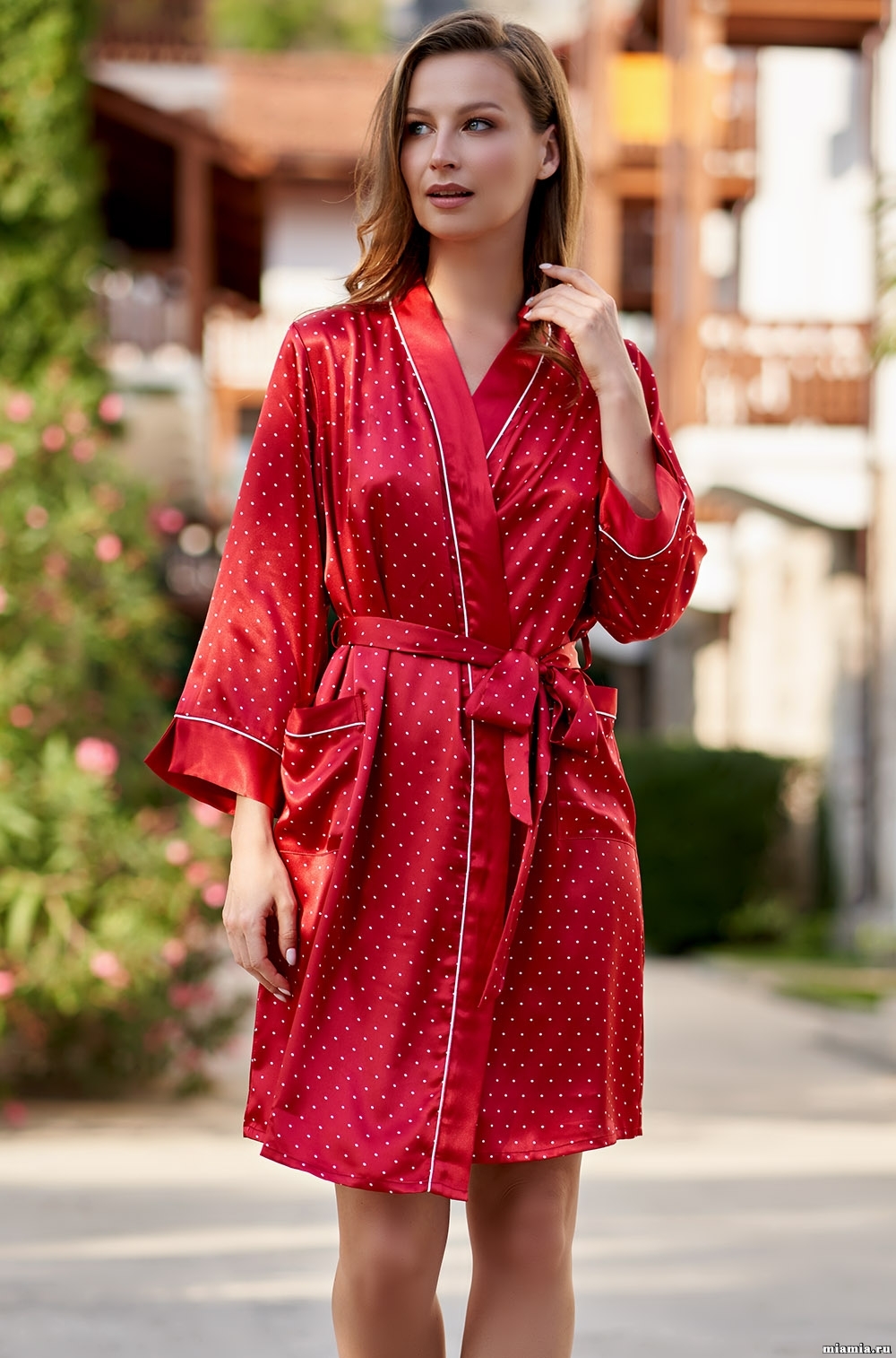 Шелковые женские халаты Халат женский красный MIA Amore  DOROTHY ДОРОТИ 8703 8703.jpg
