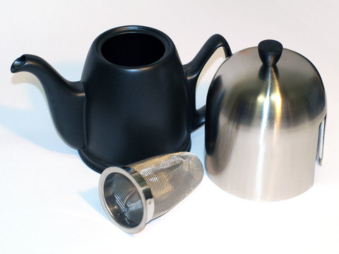 Фарфоровый заварочный чайник на 8 чашек без крышки, черный, артикул 150447.