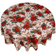 Скатерть круглая 178 Carnation Home Fashions Christmas Fabric Tablecloths Christmas Floral