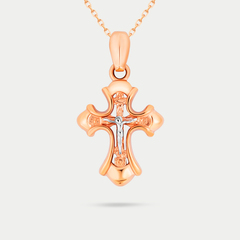 Крест женский православный из розового золота 585 пробы без вставок (арт. 3270)