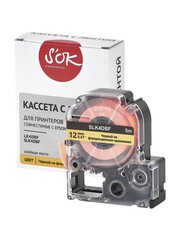 Кассета с лентой S'OK by Sakura Printing K4DBF для Epson , черный на флуоресцентном оранжевом, 12мм, 5м