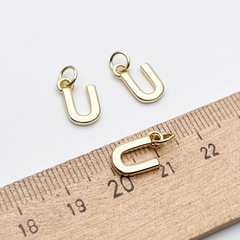 Подвеска Буква U, цвет золото, размер 12*7 мм, цена за 1 шт