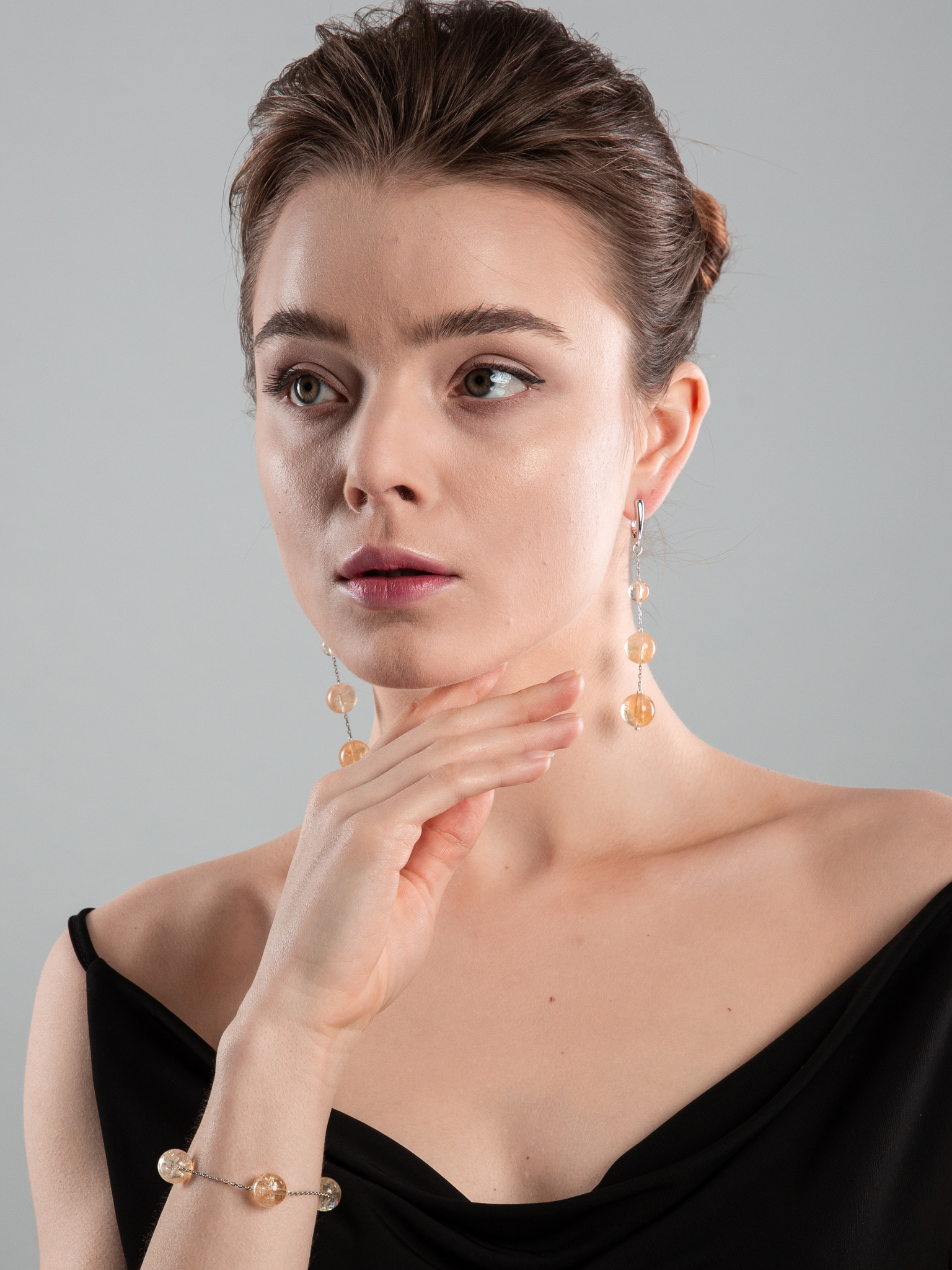 Серебряный браслет из цитрина