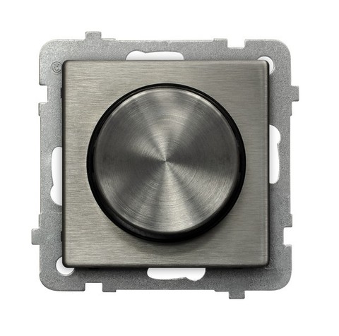 Светорегулятор поворотно-нажимной для нагрузки лампами накаливания и галогенными. Цвет Сталь. Ospel. Sonata. LP-8RM/m/37