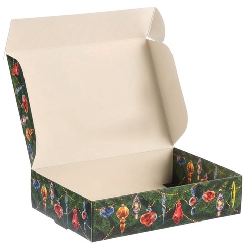 Коробка самосборная одиночная Прямоугольник, 21*15*5 см, «С Новым годом!», Чебурашка, 1 шт.