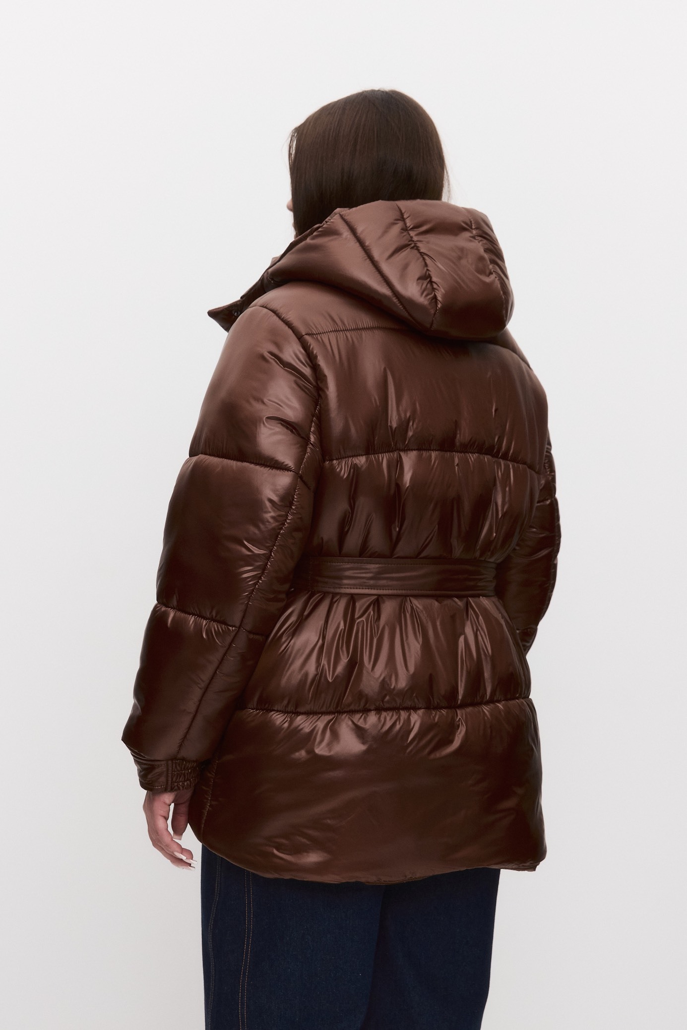 Куртка стеганая удлиненная, шоколад