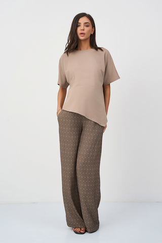 Костюм для беременных 18443 принт зерно на коричневом