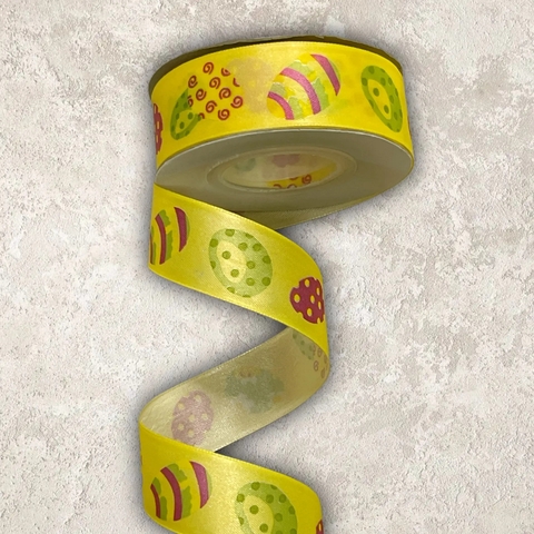 Лента атласная  2,5см пасхальные яйца №2(1метр)