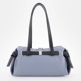 Сумка Саломея 2032 гладкий серо-голубой + черный