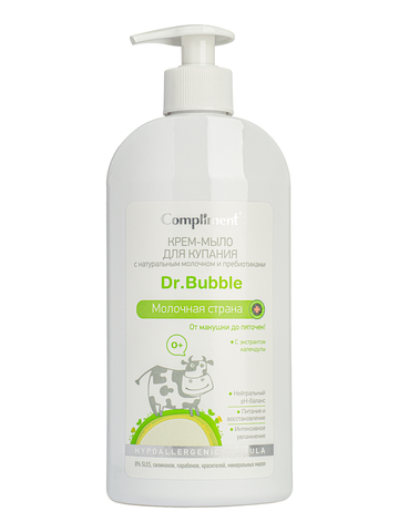 Compliment Dr. Bubble Крем-Мыло для купания с натуральным молочком и пребиотиками «Молочная страна»