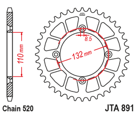 Звезда ведомая алюминиевая JTA891 48ORG