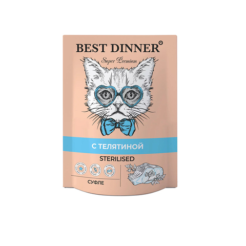 Влажный корм Best Dinner суфле с телятиной 85 г для кастрированных кошек