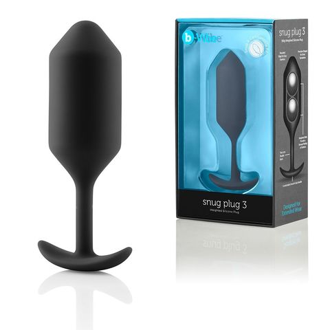 Чёрная пробка для ношения B-vibe Snug Plug 3 - 12,7 см. - b-Vibe BV-009-BLK