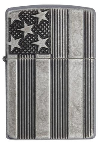 Зажигалка Zippo Armor™ с покрытием Antique Silver Plate™, латунь/сталь, серая, матовая, 36x12x56 мм