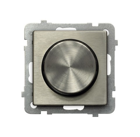 Светорегулятор поворотно-нажимной для нагрузки лампами накаливания, галогенными и LED. Цвет Медь (Новое серебро). Ospel. Sonata. LP-8RML2/m/44
