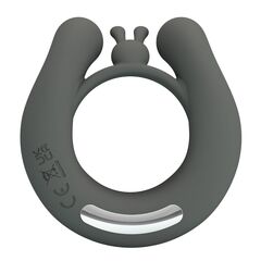 Серое эрекционное кольцо Dahlia с 2 стимулирующими щеточками - 