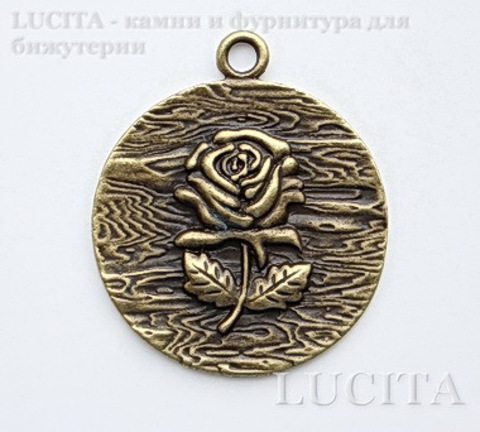 Подвеска "Роза" (цвет - античная бронза) 45х39 мм ()