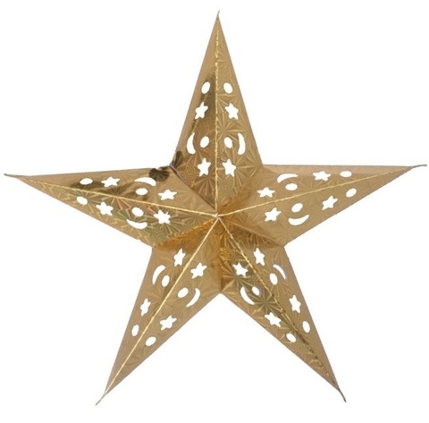 Бумажная звезда, 60 см, 5-конечная, голографическая, Золото