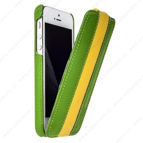 Чехол-флип Melkco для iPhone SE/ 5s/ 5 Leather Case Limited Edition Jacka Type (Green/Yellow LC)