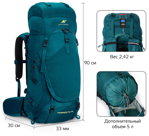 Картинка рюкзак туристический Nevo Rhino 8929-NW Green - 2