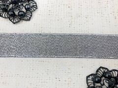Лента парча, ш. 2,5 см, чёрный