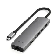 USB-хаб Satechi 7-в-1 USB-C Slim Multiport Adapter 4K Ethernet, серый космос