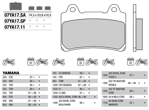07YA1711 колодки тормозные МОТО(FDB449)