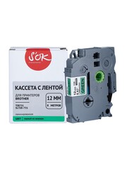 Кассета с лентой S'OK by Sakura Printing для TZE731 Brother PTH110, PTD210, PTD210VP, PTE110VP, PTE300VP, D450VP, PTD600VP, черный на зеленом, 12мм, 8м, наклейка