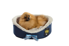 Royal pet лежанка-овал меховой горох синий №1