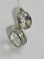 Овал хрусталь (серьги из серебра)