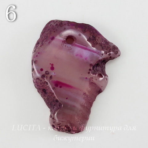 Подвеска Срез Агата с полосками (тониров), цвет - фиолетовый, 26-32 мм (№6 (31х23 мм))