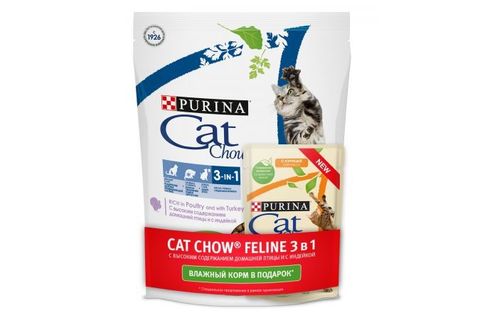 ПРОМО! Purina Cat Chow сухой корм для кошек 3в1 400 г + 85 г