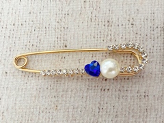 Булавки декоративные с жемчугом и стразами,  р. 7х1,5 см